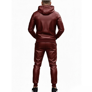 Ensemble de survêtement en cuir pour homme, à capuche, épais, respirant, coupe-vent, avec logo personnalisé, pour l'hiver, à prix abordable - Product Image 2