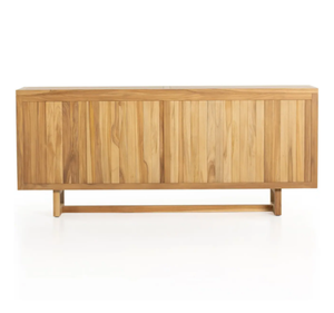 Modern Mid Century Solid Teak Wood <b>Sideboard</b> Cabinet Handmade Natural Rattan Doors Dining Room Credenza <b>Storage</b> Table - Product Image 5