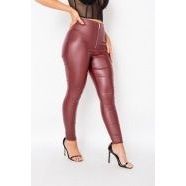 Pantaloni Skinny in Ecopelle Color Ruggine per Donna, Set Essenziale di Tendenza - Product Image 1