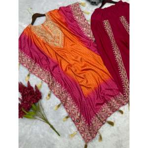 Designer <b>Kaftan</b> and Dhoti in XL Size Embroidery and Digital Print Work - Product Image 4