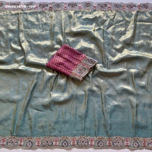 Sari en soie douce de qualité supérieure avec tissage jacquard intégré et bordure à motifs Zarkan-Multi Cording Sequence – Ensemble de mode féminine - Product Image 1