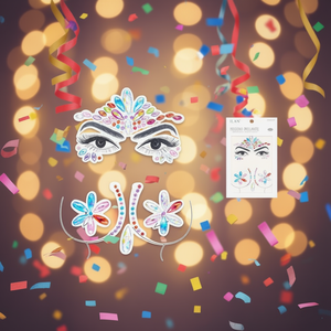 Adesivi viso glitterati ILAN con strass colorati, design per feste e occasioni festive - Product Image 2