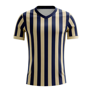 Camiseta de Fútbol Personalizada con Rayas, 100% Poliéster, Cuello en V, Manga Corta, Absorbe la Humedad, Ropa Deportiva de Verano - Product Image 2