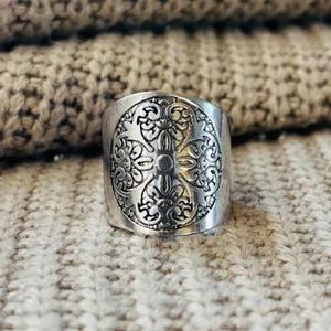 Latest Fashionable Wide band Brass <b>Ring</b> Vintage Silver Plated <b>Ring</b> Bold Etched <b>Statement</b> <b>Ring</b> Wholesale <b>Ring</b> For Men & Women - Product Image 1