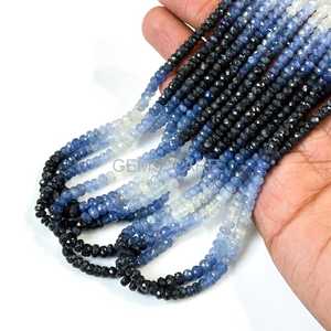 Shaded <b>Blue</b> Sapphire <b>Beads</b> Natural <b>Blue</b> Sapphire Faceted Rondelle <b>Beads</b> 4-6MM Sapphire Rondelle Gemstone <b>Beads</b> For Jewelry Bulk - Product Image 6