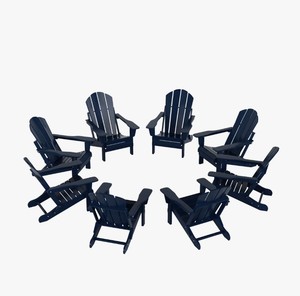 Premium Solid Teak Wood Adirondack Chair <b>Set</b> 8 Piece Navy Blue Patio <b>Garden</b> Lounge Furniture - Product Image 2