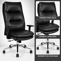 Chaise de bureau de direction moderne à dossier haut en cuir PU avec base chromée inclinable verrouillable et accoudoirs rembourrés