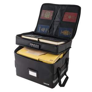 Portable Two-Layer <b>File</b> <b>Storage</b> Organizer 1832 Fahrenheit Heat Insulated Fireproof Waterproof <b>Box</b> Lock for Home Travel Use - Product Image 1