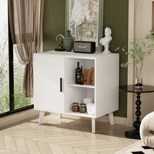 Credenza in Legno Massello con Ante Decorative, Mobile per Cucina, Sala da Pranzo, Corridoio e Soggiorno - Product Image 1