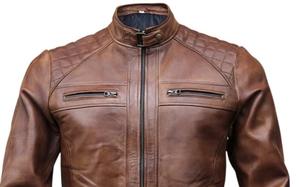 Chaqueta de Motociclista de Cuero Genuino para Hombre, Chaqueta de Motociclismo para Carreras al Aire Libre, Cuello Alto, Impermeable, Transpirable y Resistente al Viento - Product Image 5