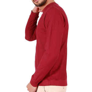 Sweat-shirt à col rond pour homme, couleur rouge vin, manches longues, pull décontracté, vêtements d'automne et d'hiver - Product Image 5