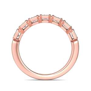 Bague de Fiançailles et de Mariage en Or 14K avec 7 Diamants de Laboratoire Taille Émeraude, Sertie en Bezel, Plaqué Rhodium, Luxe et Élégance pour Anniversaire - Product Image 2