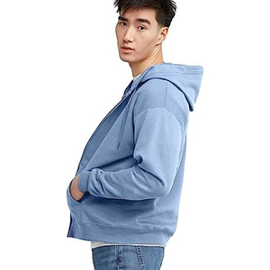 <b>Men's</b> Gray Hooded <b>Zip</b>-<b>Up</b> Sweatshirt Regular Fit Casual Wear Winter Season 100% Cotton French Terry Fabric Unisex Hoodie - Product Image 5