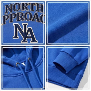 Sweat à capuche brodé North Approach pour homme, coupe oversize, en polaire, décontracté, bleu, avec poche avant - Product Image 4