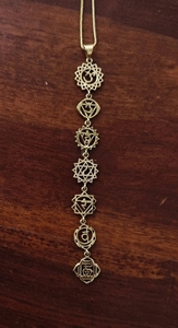 Brass seven chakra <b>necklace</b> Meditation & yoga special Brass Jewelry, 7 chakras Handmade pendant, chakra healing pendant gift - Product Image 5