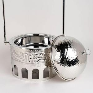 Stainless Steel Oriental Casserole Food Warmer with Dome <b>Lid</b> and Handle Round Design Polished Finish Insulated Serving Dish - Product Image 3