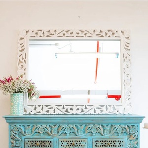 Contemporary Wall <b>Mirror</b> for Modern Interiors Handcrafted Botanical Frame Design with Premium Statement Beauty - Product Image 4