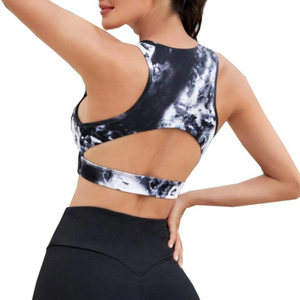 Soutien-gorge de sport tie-dye pour femme, dos nageur, rembourré, sans couture, respirant, pour yoga, gym et entraînement, haut court de sport - Product Image 4