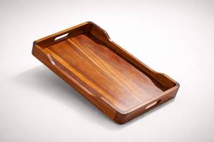 Bandeja de Servir Ovalada de Madera de Teca con Asas - Bandeja Portátil para Desayuno, para Uso en Cocina y Escritorio - Product Image 5