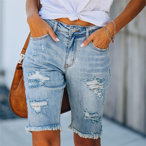 Shorts en denim extensible de qualité supérieure pour femmes, coupe taille haute confortable, tissu en mélange de coton flexible, lavage propre, classique - Product Image 5