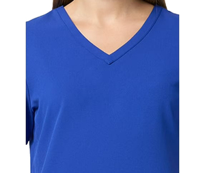 Women's Blue V-Neck <b>Scrub</b> Top Polyester Hospital <b>Uniform</b> <b>Scrub</b> Tops with Pockets customizable medical <b>scrub</b> - Product Image 4