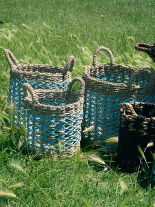 Customize Handmade Storage <b>Basket</b> Natural <b>Woven</b> Seagrass <b>Basket</b> with Handles Boho Rustic Home Decor Laundry <b>Basket</b> - Product Image 1