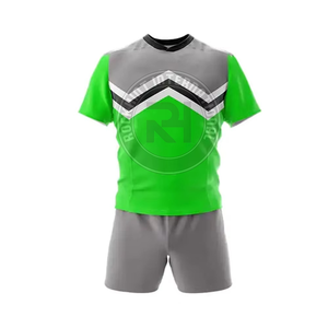 Ensemble d'uniformes de rugby haut de gamme pour hommes, tissu en polyester durable, respirant, maillot et short de sport d'équipe pour les entraînements et les matchs - Product Image 1