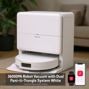 หุ่นยนต์ดูดฝุ่น 36000Pa พร้อมระบบป้องกันการพันกันแบบคู่ สีขาว - Product Image 3