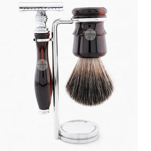 Men's <b>Shaving</b> <b>Kit</b> 3 Edge Razor Brush & Stand - Product Image 4