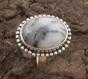 Bague en opale dendritique naturelle unique en gros, argent sterling 925, pierre de paysage pittoresque, bagues statement pour femmes, fabrication artisanale - Product Image 5