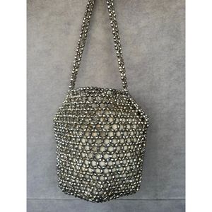 Bolso de Mano Casual de Lujo Hecho a Mano en India, de Lona Cuadrada con Cuentas, Colores Mixtos, Asa Tipo Baguette, Resistente, para Uso Diario - Product Image 1