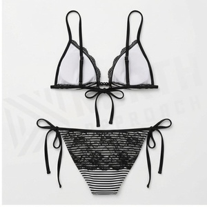 Ensemble de bikini rayé en dentelle pour femme North Approach avec bas à nouer sur les côtés et haut triangle - Product Image 2