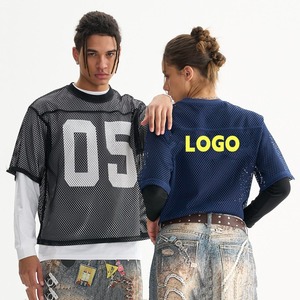 Camiseta de Alta Calidad con Corte Cuadrado, Unisex, Estilo Urbano, Jersey Corto de Malla, Ropa para Hombre - Product Image 1