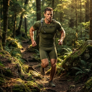 Men <b>Compression</b> T <b>Shirt</b> Olive Green Short Sleeve Athletic <b>Gym</b> Training Sportswear Custom Logo Fitness Running Workout <b>Shirt</b> - Product Image 5