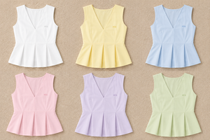 Pleated Sleeveless women's shirt V-Neck Blouse Elegant Office T-Shirt Peplum <b>Top</b> Flared Hem Blouse Custom Branding Hot Selling - Product Image 3
