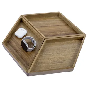 Plateau de service décoratif fait main pour une décoration de salon haut de gamme, design minimaliste et durable pour les collations et les desserts, plaqué et sûr. - Product Image 2