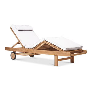 Tumbona de Madera de Teca de Grado Comercial con Respaldo Ajustable para Uso en Hoteles, Resorts y Áreas Exteriores junto a la Piscina - Product Image 5