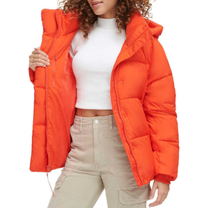New Best Selling <b>Women</b> Puffer <b>Jackets</b> Crop Style Long Collar Full Sleeves Blue Color Wholesale Rate Customization Cheap Price - Product Image 4