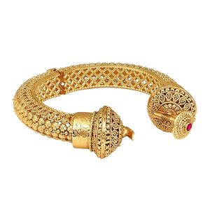 24K Gold Plated Alloy Bangles <b>Ruby</b> Stone Geometric Pattern Women's Wedding Jewelry Classic Style Third Party Certified Claw Set - Product Image 4