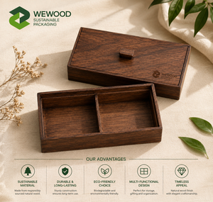Caja de Almacenamiento de Té de Madera con Tapa y Logotipo Personalizado OEM, Caja Organizadora de Madera Sólida - Product Image 2