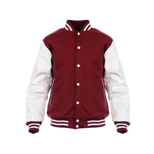 Veste universitaire pour homme de haute qualité à col montant, manches en cuir véritable, corps en laine et cuir de vachette, confortable pour l'hiver - Product Image 1