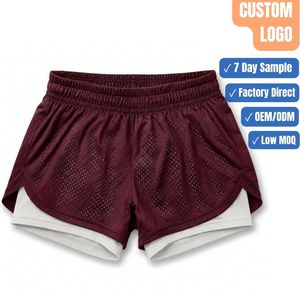 Etiqueta Tejida para Colgar, 150GSM, Pantalones Cortos Deportivos 2 en 1 con Forro de Compresión, Etiqueta Privada OEM - Product Image 1