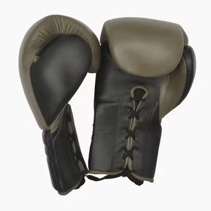 Five B Leather Boxing Gloves Lace Up Shock Absorber Multilayer Foam Adjustable <b>Wrist</b> <b>Strap</b> For Adult Boxing Training Competition - Product Image 2
