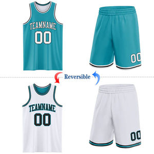 Conjunto de Camisetas de Baloncesto al Por Mayor a Precio Económico, Nombre del Equipo 00, Impresión Sublimada, Unisex, Adulto, Secado Rápido, Poliéster, Camiseta sin Mangas, Blanco y Verde Azulado - Product Image 2