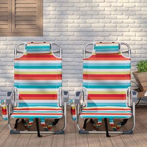 Sedia da Spiaggia 63*65*82cm in Tessuto Oxford Corto, Tubo in Alluminio Argento-Bianco, Portata 100kg, Strisce Arcobaleno - Product Image 6