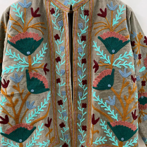Wholesale Price Handmade Suzani Embroidered Velvet Jacket Women Short Winter <b>Coat</b> Button Boho Bomber Jacket Trendy <b>Top</b> Product - Product Image 1