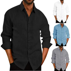 Camisa de Lino Personalizada al por Mayor para Hombre, Chemise Homme, Camisas Blancas para Hombre - Product Image 5