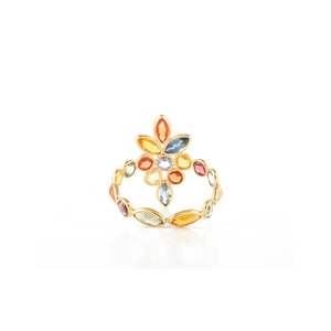แหวนแต่งงานผู้หญิงประดับโอปอลและไพลินทรงมาร์คีส์ชุบทองคำขาว 14K - Product Image 5
