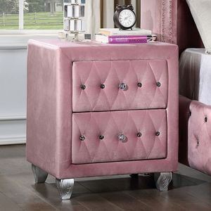 Bellissimo Comodino Rosa con Maniglia in Acrilico Simil-Cristallo, 2 Cassetti, Mobile per Camera da Letto - Product Image 3
