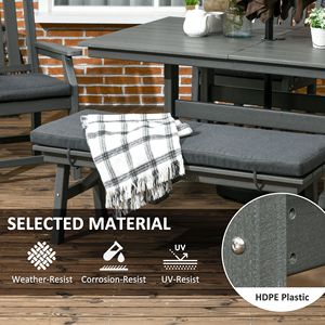 Set da Pranzo da Esterno a 6 Pezzi con Tavolo, Sedie, Divanetto, Foro per Ombrellone e Cuscini per Bordo Piscina/Giardino, con Rivestimento a Polvere - Product Image 6